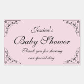 エレガント渦巻形の赤ちゃんシャワーパーティーの好意ステッカー 長方形シール (正面)