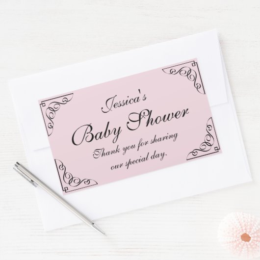 エレガント渦巻形の赤ちゃんシャワーパーティーの好意ステッカー 長方形シール (封筒)