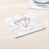 エレガント澄んバラフェイク金ゴールド白大理石 スクエアペーパーコースター (アングル)