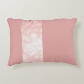 エレガント澄んフェイクバラ金ゴールドストライプピンク アクセントクッション (正面)