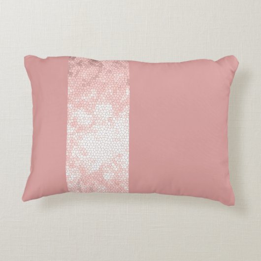 エレガント澄んフェイクバラ金ゴールドストライプピンク アクセントクッション (裏面)