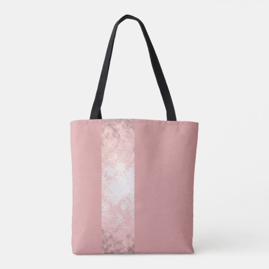 エレガント澄んフェイクバラ金ゴールドストライプピンク トートバッグ (裏面)