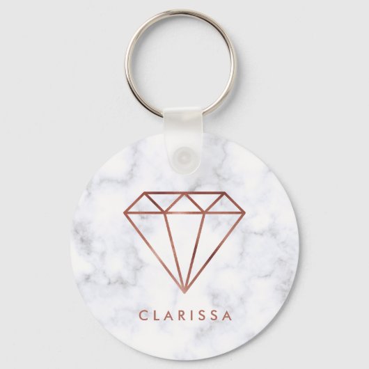 エレガント澄んフェイクバラ金ゴールド白大理石 キーホルダー (正面)