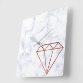 エレガント澄んフェイクバラ金ゴールド白大理石 スクエア壁時計 (傾斜)