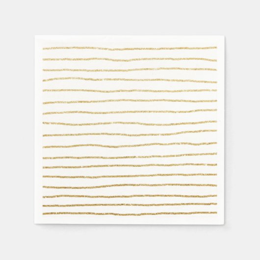 エレガント澄んフェイク金ゴールドグリッターストライプパターン スタンダードカクテルナプキン (正面)