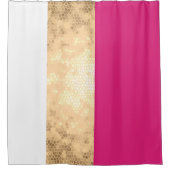 エレガント澄んフェイク金ゴールドピンク白ストライプ色 シャワーカーテン (正面)