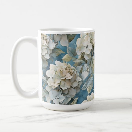 エレガント濃厚な淡水色花模様 コーヒーマグカップ (左)