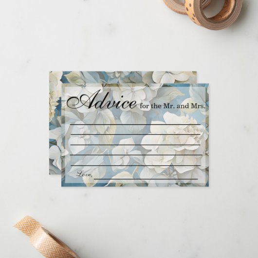 エレガント濃厚な淡水色花模様 ノートカード (正面/裏面インサイチュ)