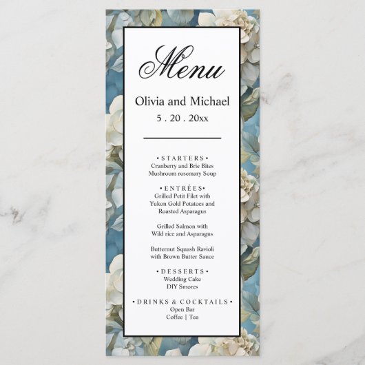 エレガント濃厚な淡水色花模様 メニュー (正面)