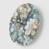エレガント濃厚な淡水色花模様 ラージ壁時計 (傾斜)