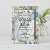 エレガント濃厚な淡水色花模様 招待状 (スタンド正面)