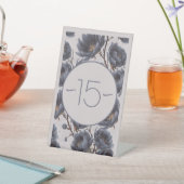 エレガント濃紺の花台番号 台座サイン (インサイチュ)