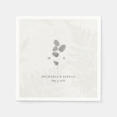 エレガント灰色の植物性モノグラ結婚ム スタンダードカクテルナプキン (正面)