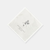 エレガント灰色の植物性モノグラ結婚ム スタンダードカクテルナプキン (角)