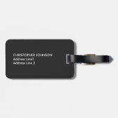 エレガント灰色の白ストライプフェイク銅モノグラム ラゲッジタグ (裏面横)