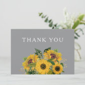 エレガント灰色ひま結婚の サンキューカード (スタンド正面)