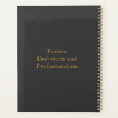 エレガント炭シンプルクラシック金ゴールドモノグラム プランナー手帳 (裏面)