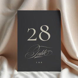 エレガント炭結婚5 x 7テーブル番号 招待状