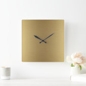エレガント無地の金ゴールド スクエア壁時計 (ホーム)