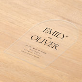 エレガント無地の黒のアーチ形結婚の アクリル招待状 (レイダウン)