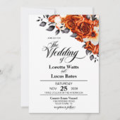 エレガント焼きオレンジバラフローラ結婚ズ 招待状 (正面)