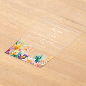 エレガント熱帯の水の色のフローラ結婚 アクリル招待状 (レイダウン)