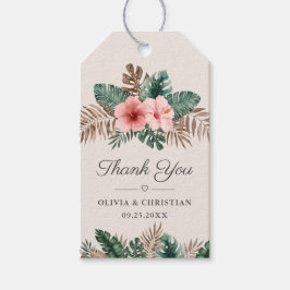 エレガント熱帯の水の色のフローラ結婚 ギフトタグ