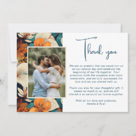 エレガント熱帯の花のフローラ結婚の写真 サンキューカード