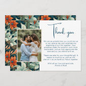 エレガント熱帯の花のフローラ結婚の写真 サンキューカード (正面/裏面)