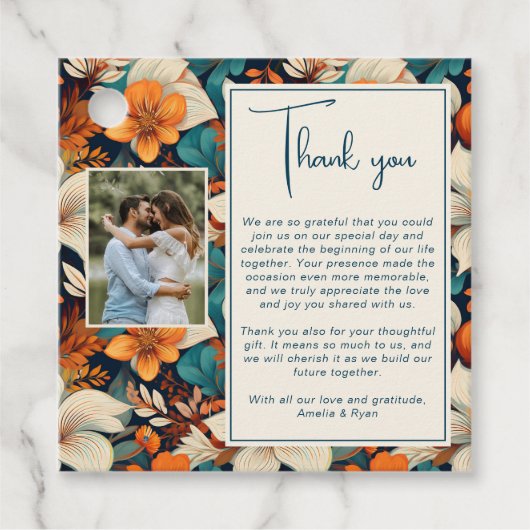 エレガント熱帯の花のフローラ結婚の写真 フェイバータグ (正面)