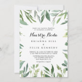 エレガント熱帯の葉ボダ結婚葉 招待状 (正面)