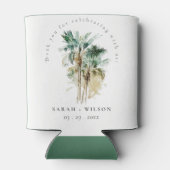 エレガント熱帯水色のヤシ結婚の木 缶クーラー (裏面)