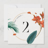 エレガント熱帯結婚の花のテーブル数 サンキューカード (正面)
