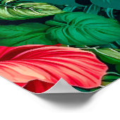 エレガント熱帯葉の花とハイビスカス | ポスター (角)