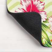 エレガント熱帯葉の花とハイビスカス | マウスパッド (コーナー)