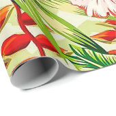 エレガント熱帯葉の花とハイビスカス | ラッピングペーパー (ロールコーナー)