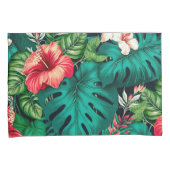 エレガント熱帯葉の花とハイビスカス | 枕カバー (正面右)