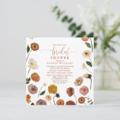 エレガント燃えたオレンジガーデンフラワーズブライダルシャワー 招待状 (スタンド正面)