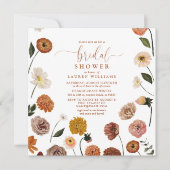 エレガント燃えたオレンジガーデンフラワーズブライダルシャワー 招待状 (正面)