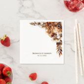 エレガント燃えたオレンジ色のフローラ結婚の スタンダードカクテルナプキン (インサイチュ)