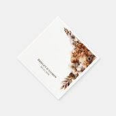 エレガント燃えたオレンジ色のフローラ結婚の スタンダードカクテルナプキン (角)