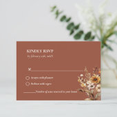 エレガント燃えたオレンジ色の植物性の野結婚花 出欠カード (スタンド正面)