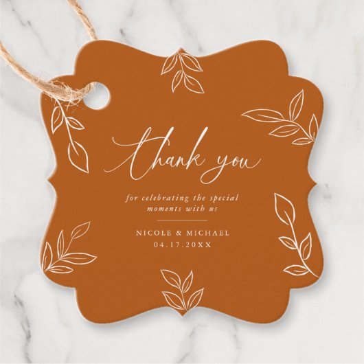 エレガント燃えたオ葉レ結婚ンジの フェイバータグ (正面)