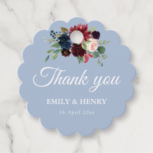 エレガント燃えた埃の結婚多い青 フェイバータグ (正面)