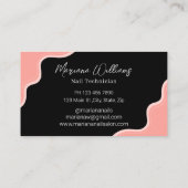 エレガント爪、 ネイルアーティストテクブラックピンクスタイリッシュ 名刺 (裏面)