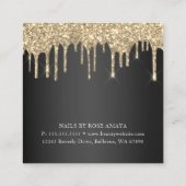 エレガント爪、 ネイルポーランドカンパニーサロン金ゴールドグリッター スクエア名刺 (裏面)