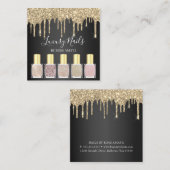 エレガント爪、 ネイルポーランドカンパニーサロン金ゴールドグリッター スクエア名刺 (正面/裏面)