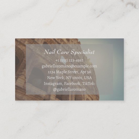 エレガント爪、 ネイル名刺 – 編集可能およびプロフェッショナル 名刺 (裏面)