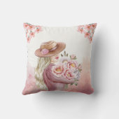 エレガント牡丹の水彩画プリント クッション (裏面)