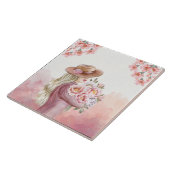 エレガント牡丹の水彩画プリント タイル (側面)